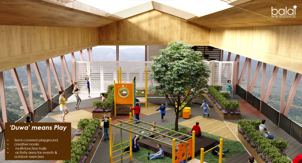 Balai Punta Engaño by BE Residences amenity section called "duwa" which includes playground, function halls, events place, outdoor exercise area