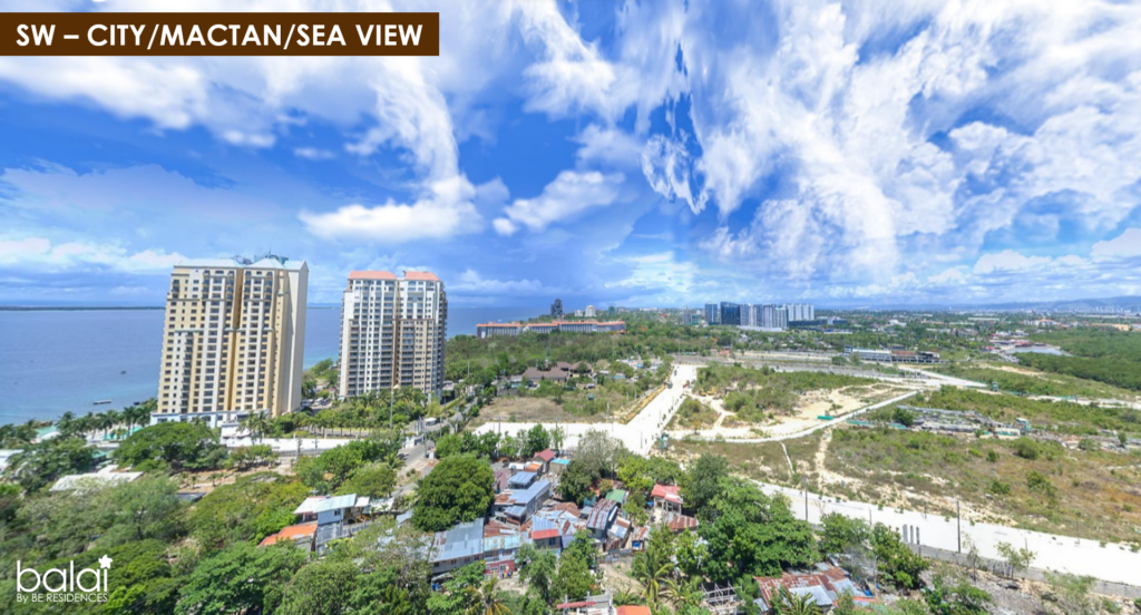 Balai Punta Engaño by BE Residences' southwest drone shot showing city view, mactan view and sea view