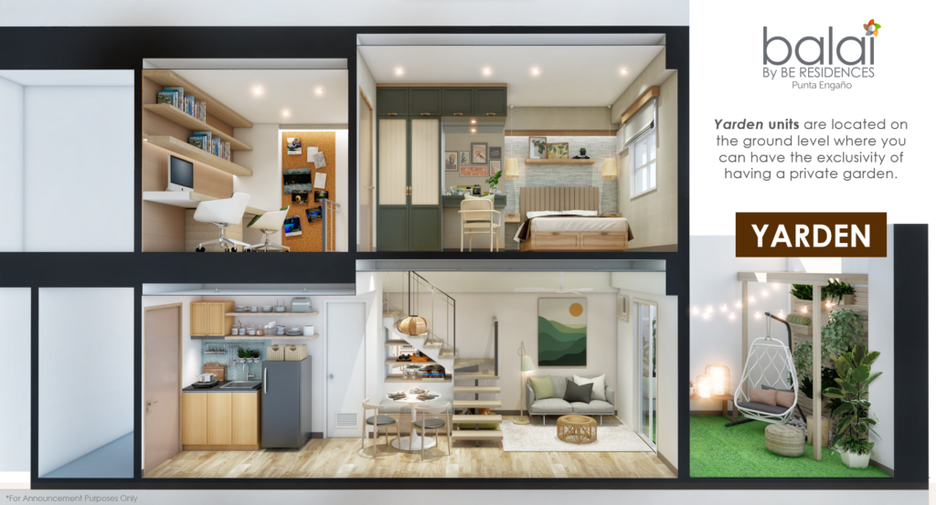 Balai Punta Engaño by BE Residences' Yarden Unit which is a condo unit with garden