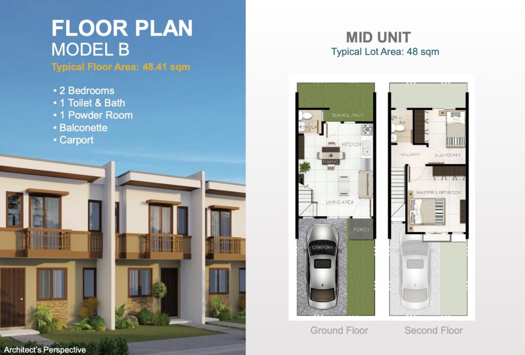 Casa Mira Homes Ormoc Townhouse B Floor Plan Mid Unit