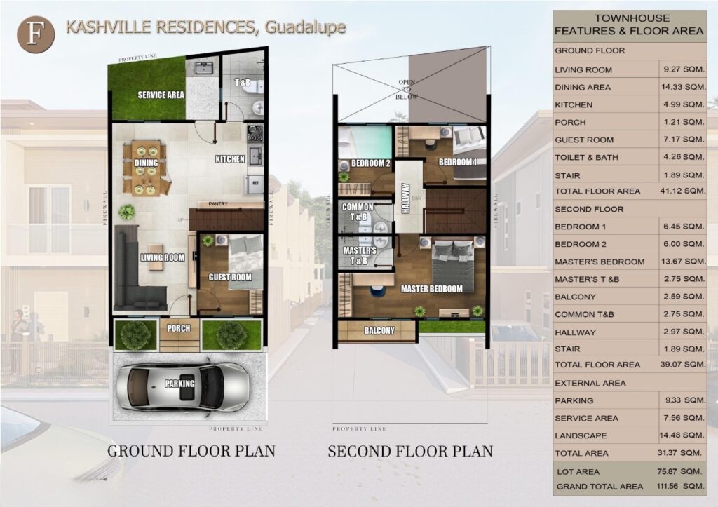 Kashville Residences Guadalupe Cebu Townhouse F Unit Layout
