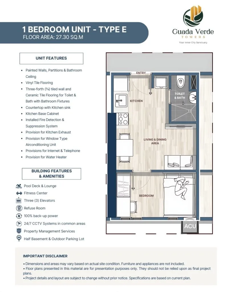 Guada Verde Condominium 1-BEDROOM Unit Layout