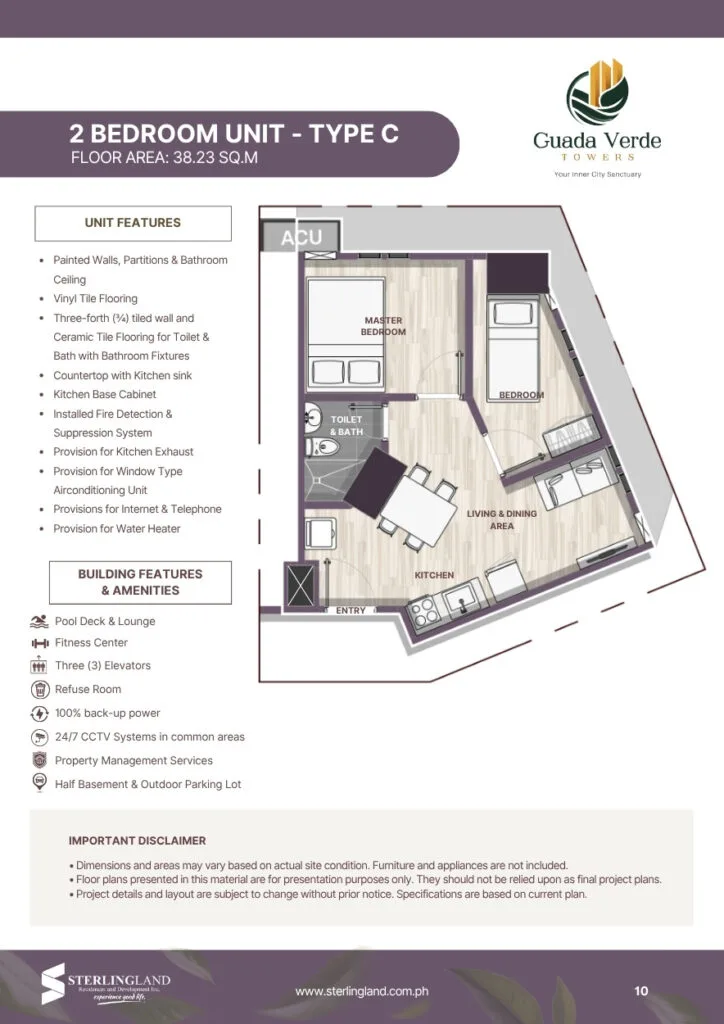 Guada Verde Condominium 2-BEDROOM Unit Layout
