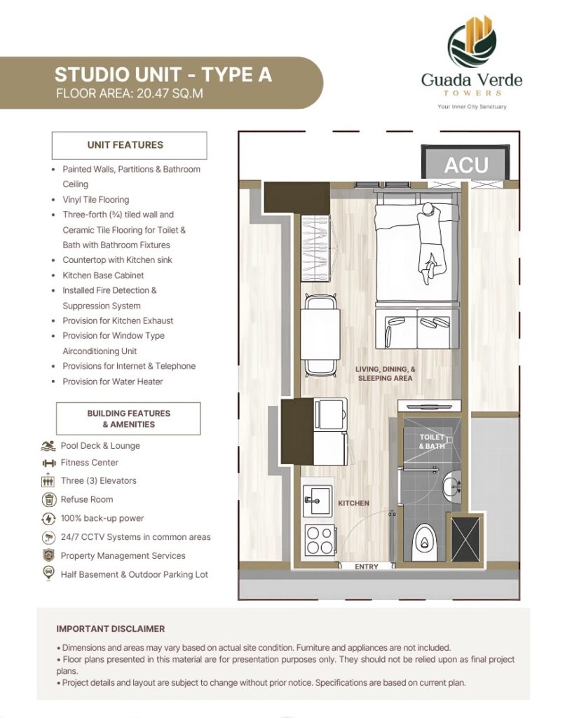 Guada Verde Condominium Studio Unit Layout