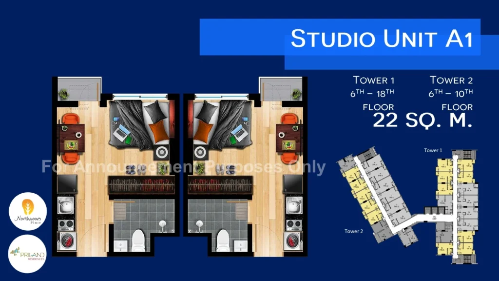 Northwoods Place Studio unit. A1