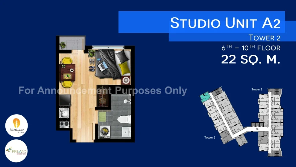 Northwoods Place Studio unit. A2